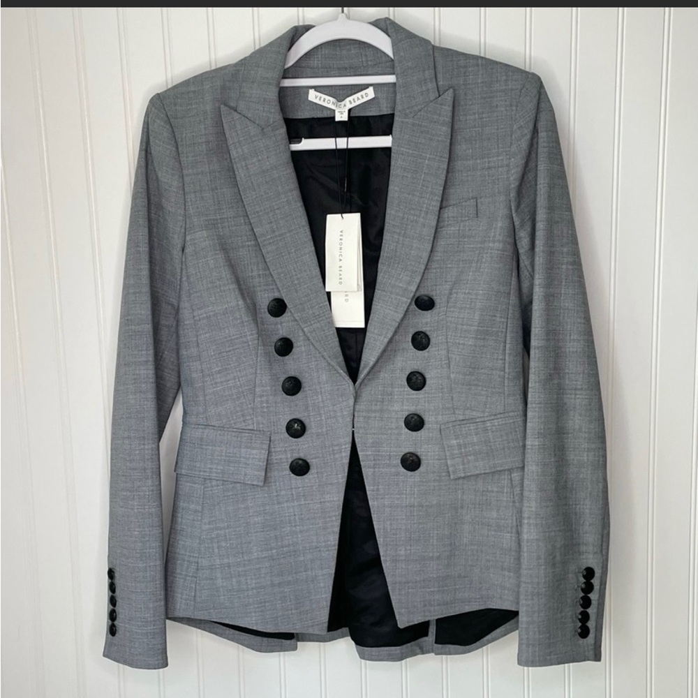 Veronica Beard Sarin Faux Double Breasted Blazer Jacket Heather Grey Size 4